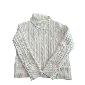 Liz Claiborne Women’s Cream Lizsport Cable Knit Pullover Sweater Size Large